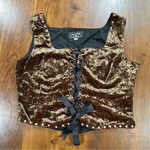 Patricia Wolf Velvet Corset Lace Up Style Ren Faire Festival Top Size 18